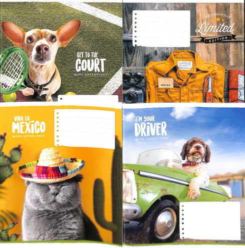 Cahier à lignes 18 feuillets / motifs variés sur la couverture /