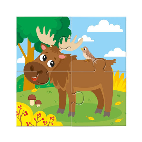 Reusable water coloring puzzle. Forest animals