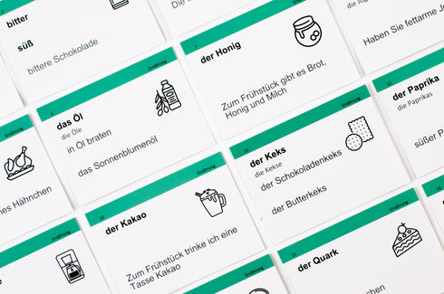 Vocabulary flashcards, lower intermediate level. German A2