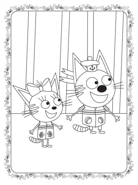 Три коти. Кольоровий штрих. Велосипед